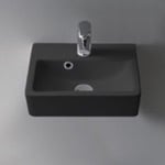 Bathroom Sink, CeraStyle 001407-U-97, Small Matte Black Ceramic Wall Mounted or Vessel Sink